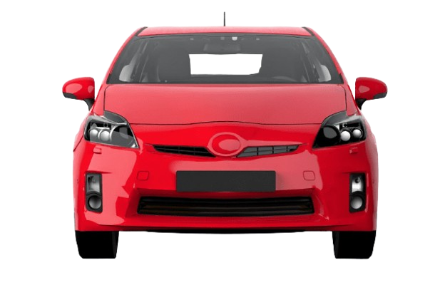 Worker washing a bright red car at PSR car wash